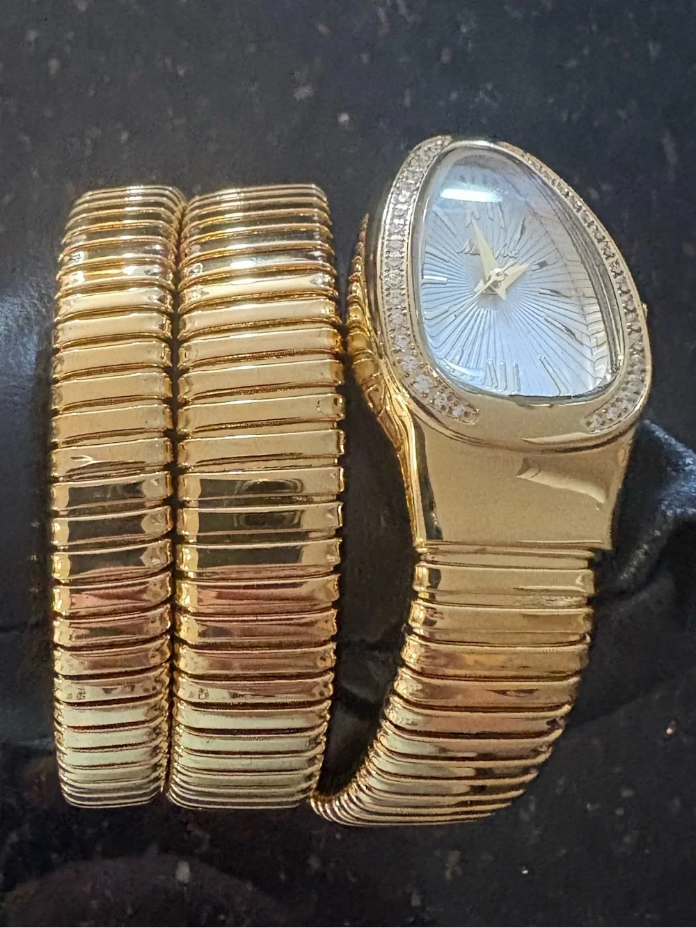 Gold Teardrop Face Stretch Bracelet Watch